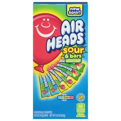 Airheads Sour Full Size Bars Assorted Fruit Flavored Chewy Taffy Candy Individually Wrapped Theater Box - 9ct