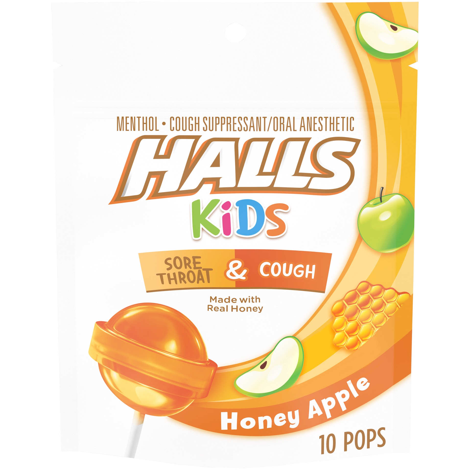 slide 1 of 6, Halls Kids Throat & Cough Pops, 10 ct