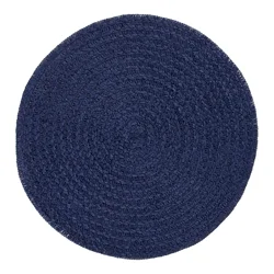 Room & Retreat Round Scalloped Placemat, Navy