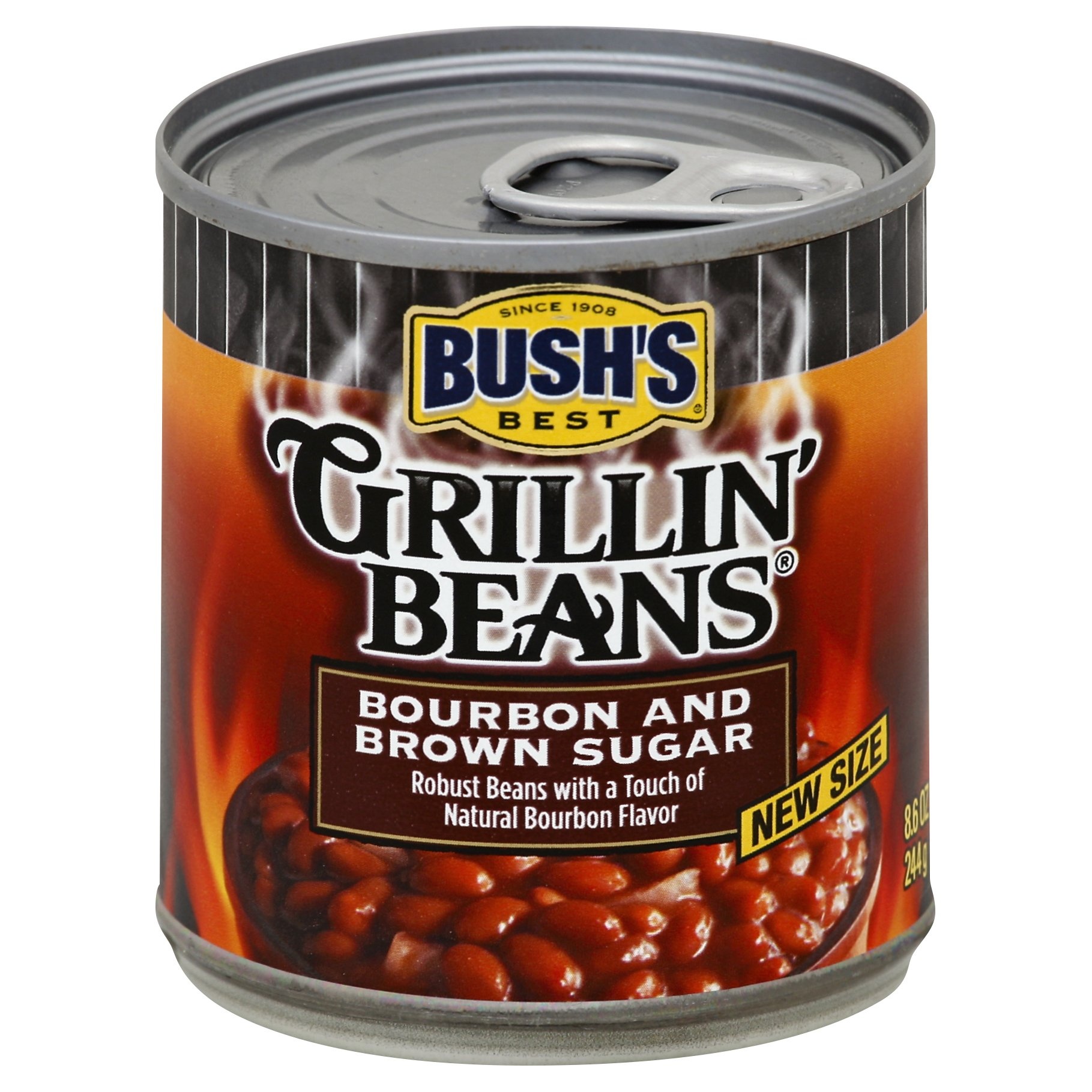 slide 1 of 1, Bush's Best Grillin' Beans Bourbon and Brown Sugar, 8.6 oz