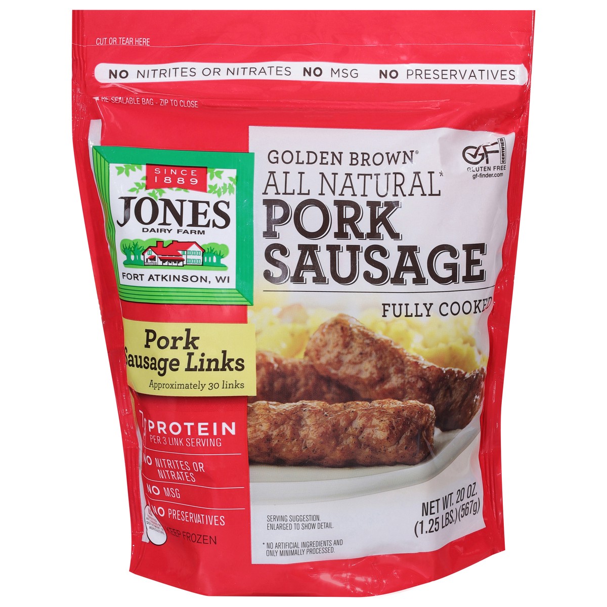 slide 6 of 14, Jones Dairy Farm All Natural Golden Brown Pork Sausage 20 oz, 20 oz