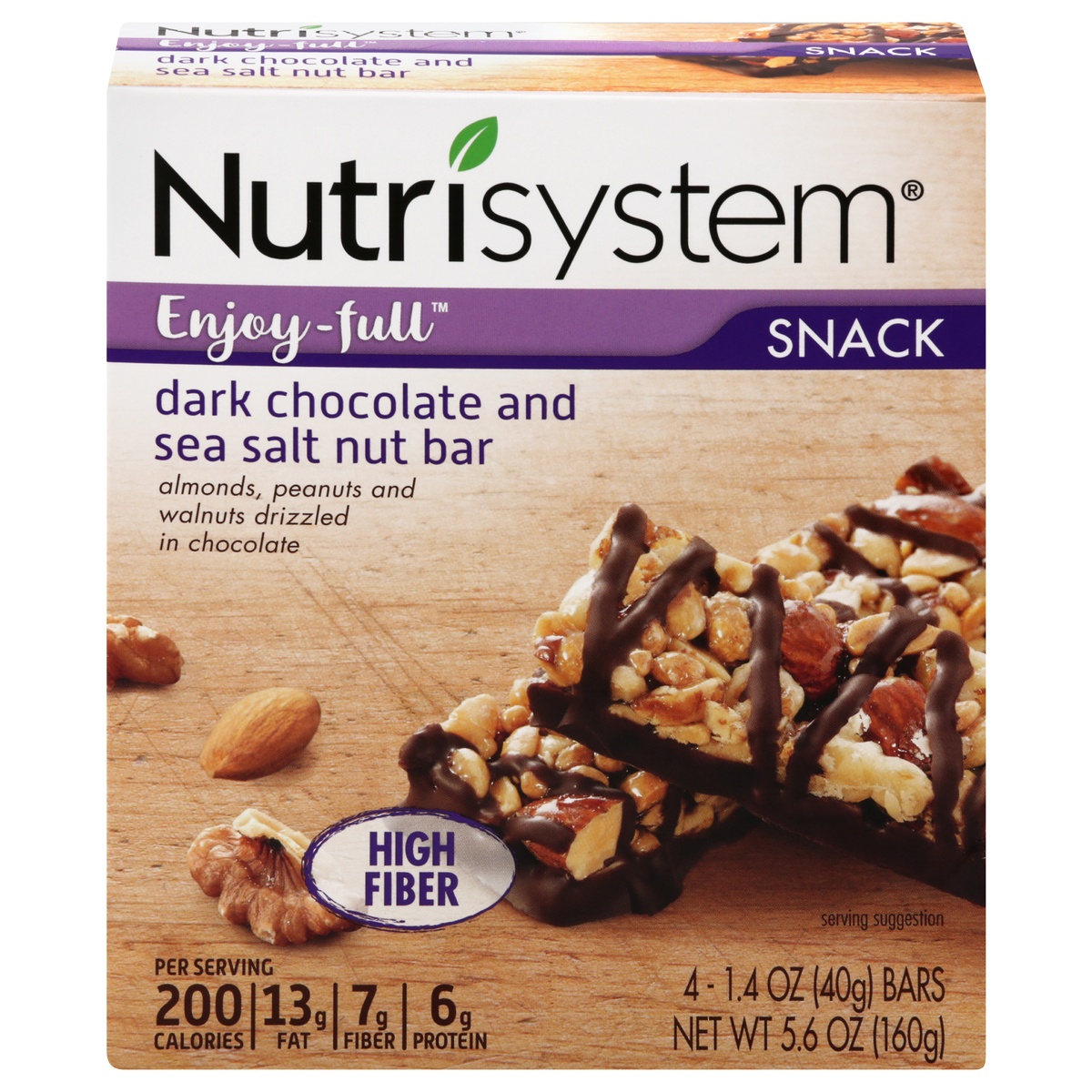 slide 1 of 1, Nutrisystem Dark Chocolate Sea Salt Bar, 4 ct