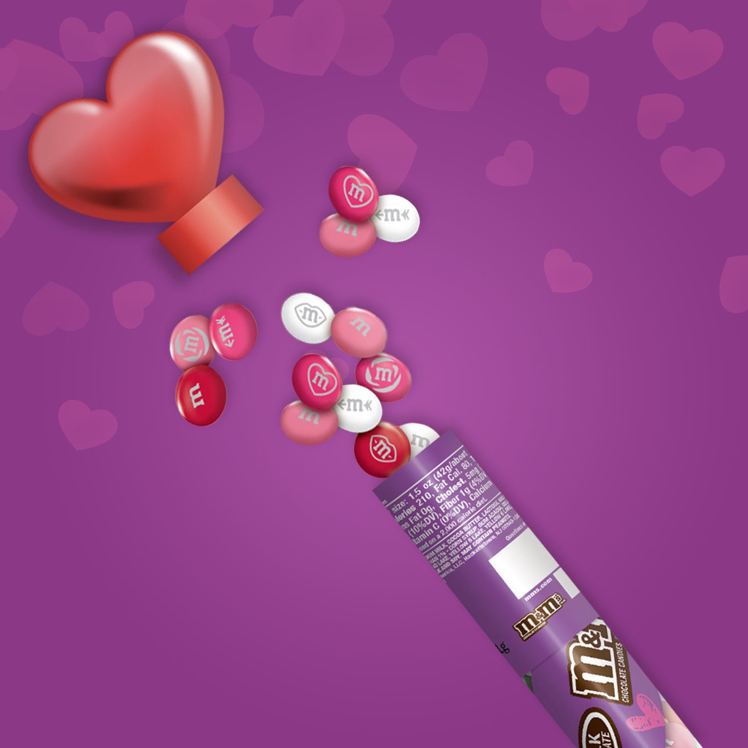 slide 7 of 8, M&M's Milk Chocolate Valentine's Day Candy Heart Cane Gift, 3 Oz, 3 oz