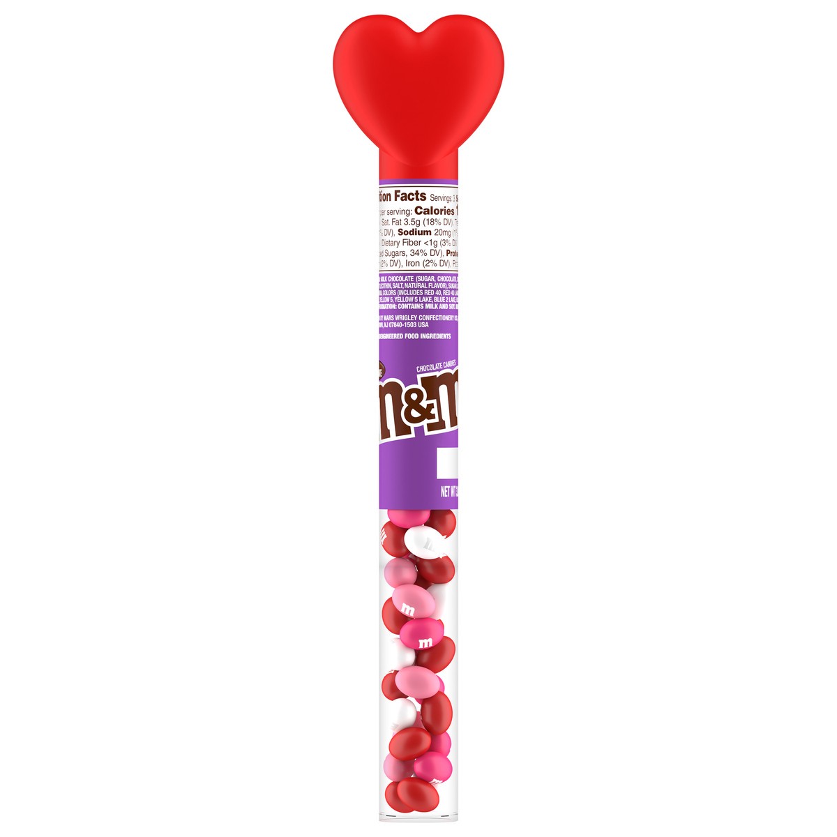 slide 1 of 8, M&M'S Milk Chocolate Valentine Candy Heart Candy Cane, 3 oz., 3 oz