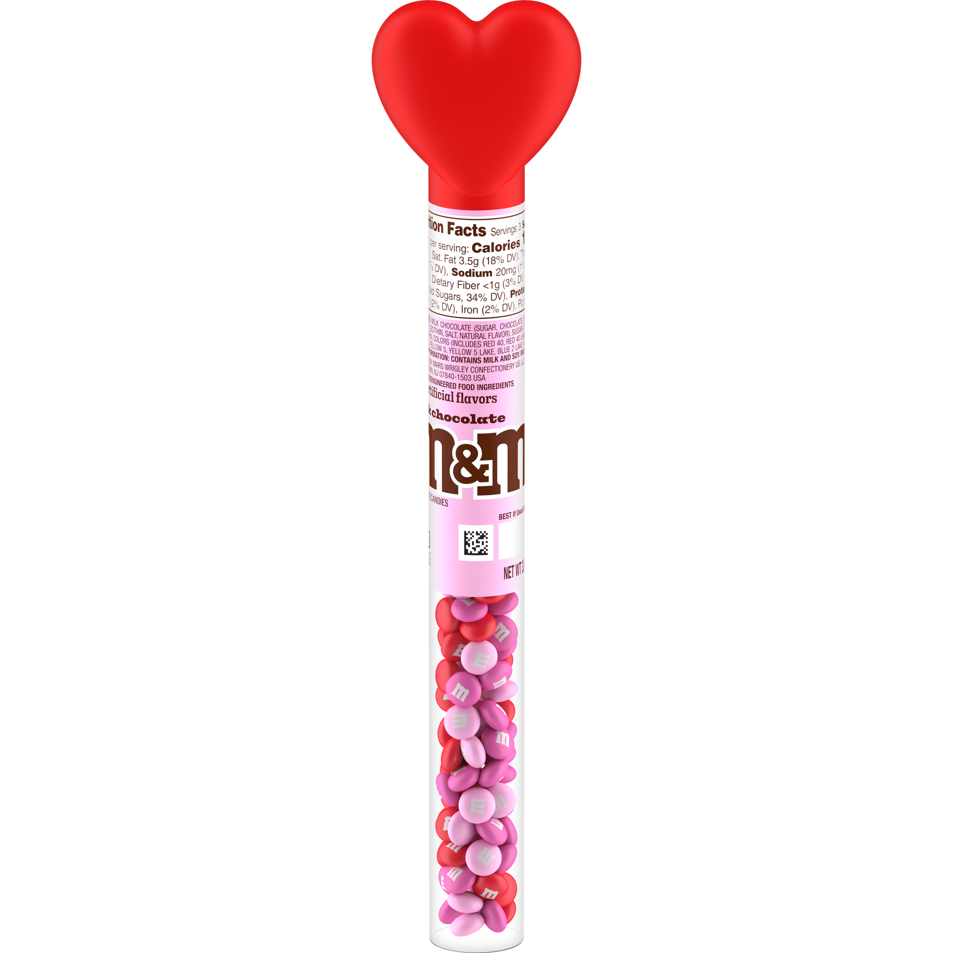slide 1 of 8, M&M's Milk Chocolate Valentine's Day Candy Heart Cane Gift, 3 Oz, 3 oz