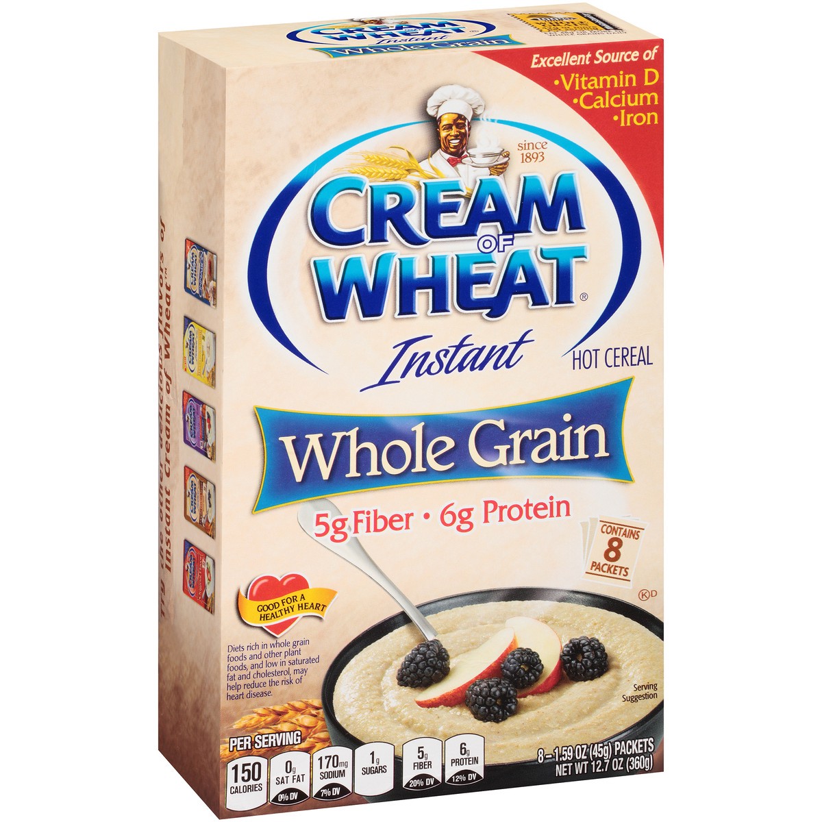 slide 2 of 14, Cream of Wheat Whole Grain Instant Hot Cereal 8-1.59 oz. Packets, 12.7 oz