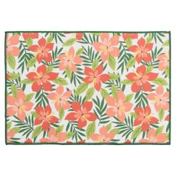 Room & Retreat Hibiscus Foliage Pink Dish Drying Mat, 14 In X 21 In