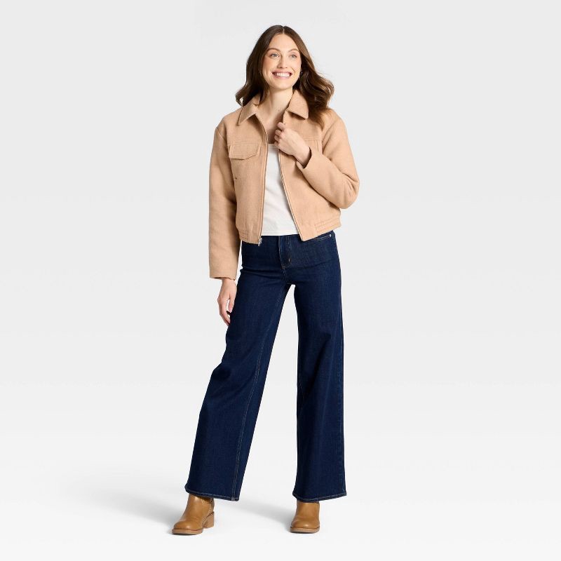 slide 3 of 3, Women's Wool Fashion Jacket - Universal Thread™ Tan M, 1 ct