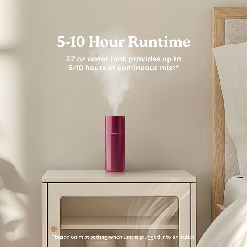 slide 5 of 10, Homedics Portable Ultrasonic Humidifier with Night-Light and Aromatherapy Berry, 1 ct
