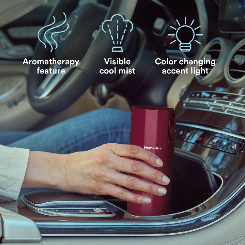 slide 7 of 10, Homedics Portable Ultrasonic Humidifier with Night-Light and Aromatherapy Berry, 1 ct