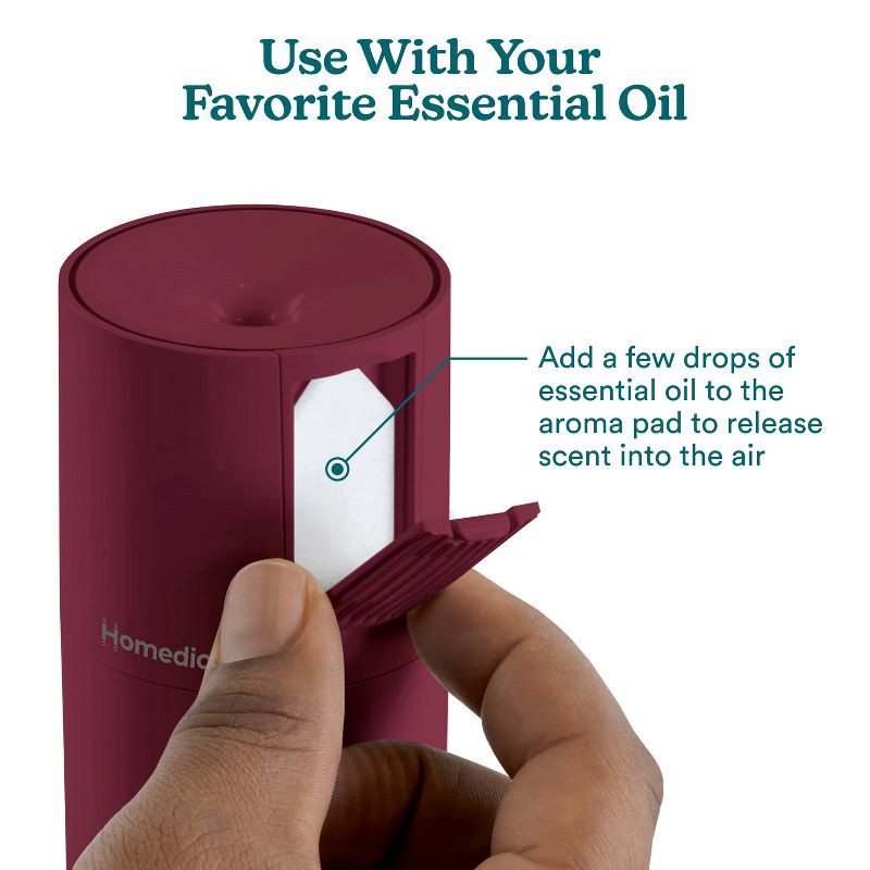 slide 9 of 10, Homedics Portable Ultrasonic Humidifier with Night-Light and Aromatherapy Berry, 1 ct