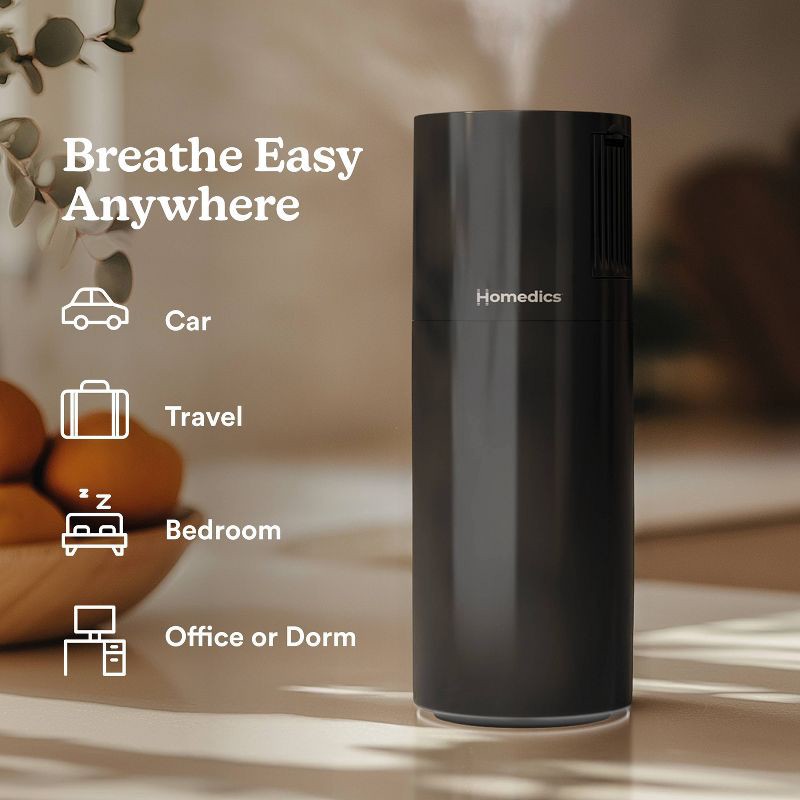 slide 4 of 10, Homedics Portable Ultrasonic Humidifier with Night-Light and Aromatherapy Black, 1 ct