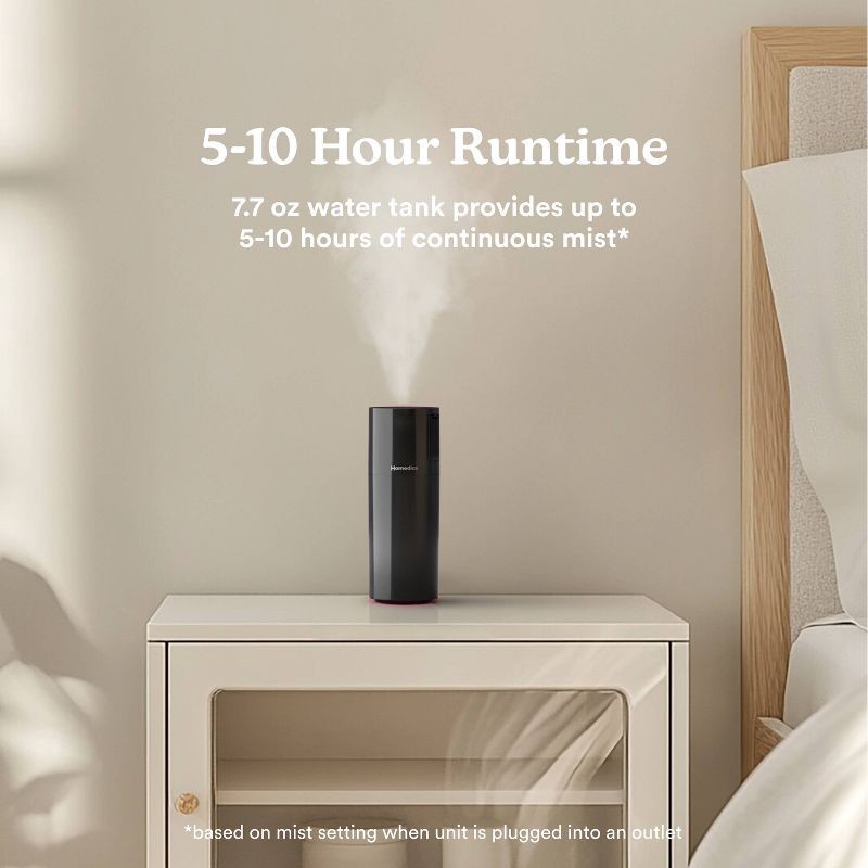 slide 5 of 10, Homedics Portable Ultrasonic Humidifier with Night-Light and Aromatherapy Black, 1 ct