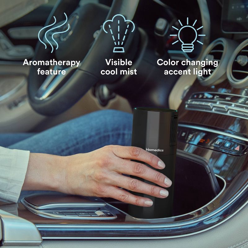 slide 7 of 10, Homedics Portable Ultrasonic Humidifier with Night-Light and Aromatherapy Black, 1 ct