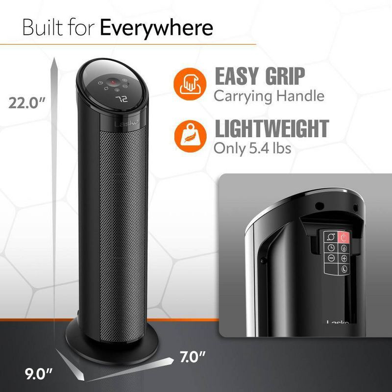 slide 11 of 12, Lasko CT22495 22" Ceramic Tower Heater with Remote Control, 1 ct