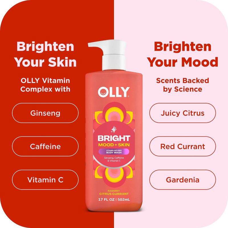 slide 3 of 10, OLLY Bright Mood and Skin Vitamin-Infused Body Wash - Citrus Currant - 17 fl oz, 17 fl oz