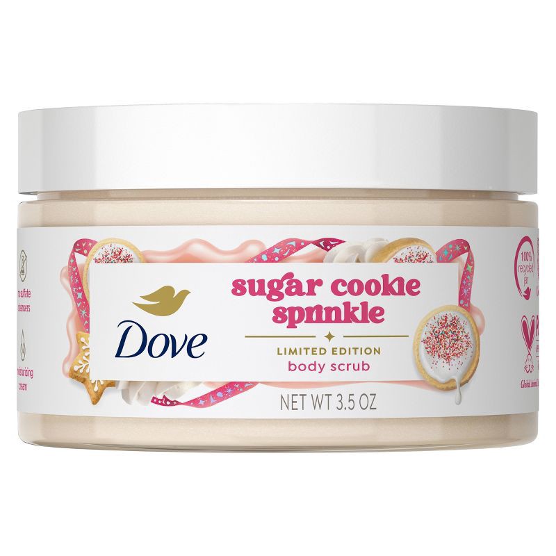 slide 1 of 6, Dove Beauty Limited Edition Holiday Treat Mini Body Scrub - Sugar Cookie Sprinkle - 3.5oz, 3.5 oz
