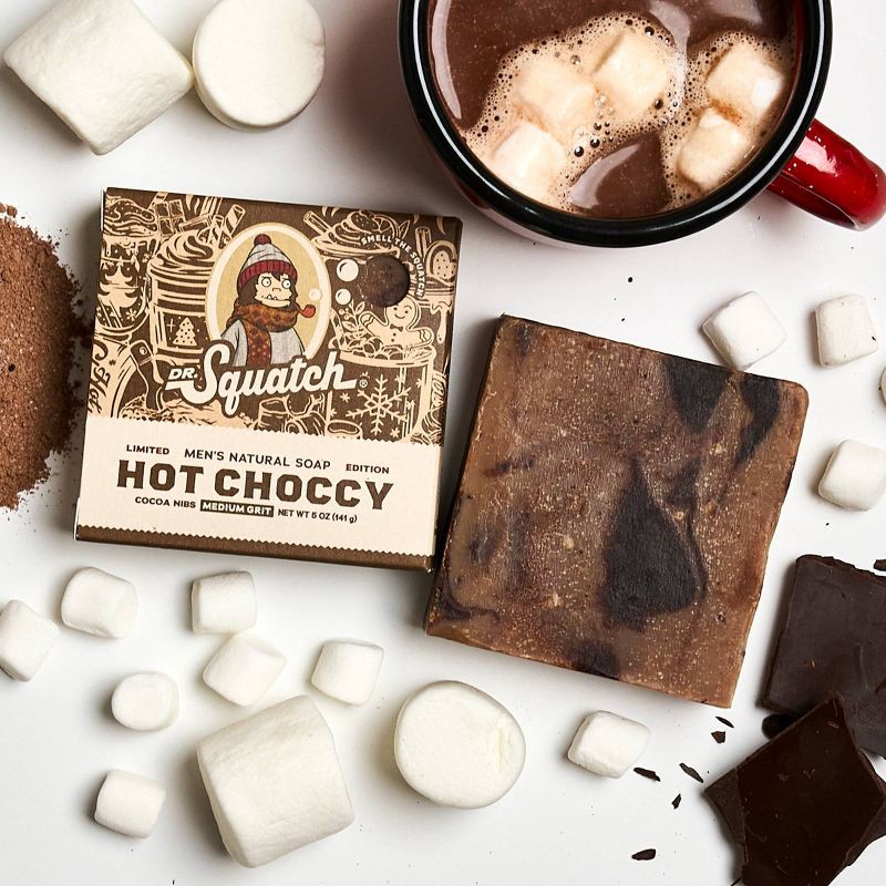 slide 6 of 8, DR. SQUATCH Men's All Natural Bar Soap - Hot Choccy - 5oz, 5 oz