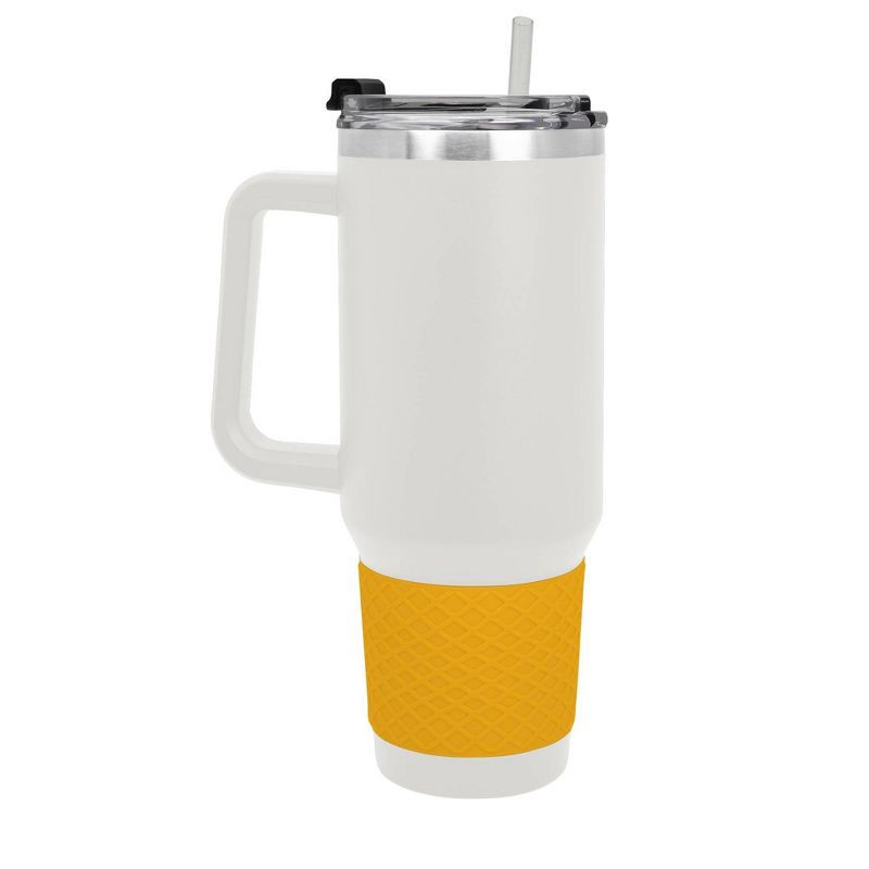 slide 2 of 5, NHL Boston Bruins White Colossus Travel Mug with Team Color Silicon Gripe - 40oz, 40 oz