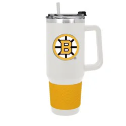 NHL Boston Bruins White Colossus Travel Mug with Team Color Silicon Gripe - 40oz