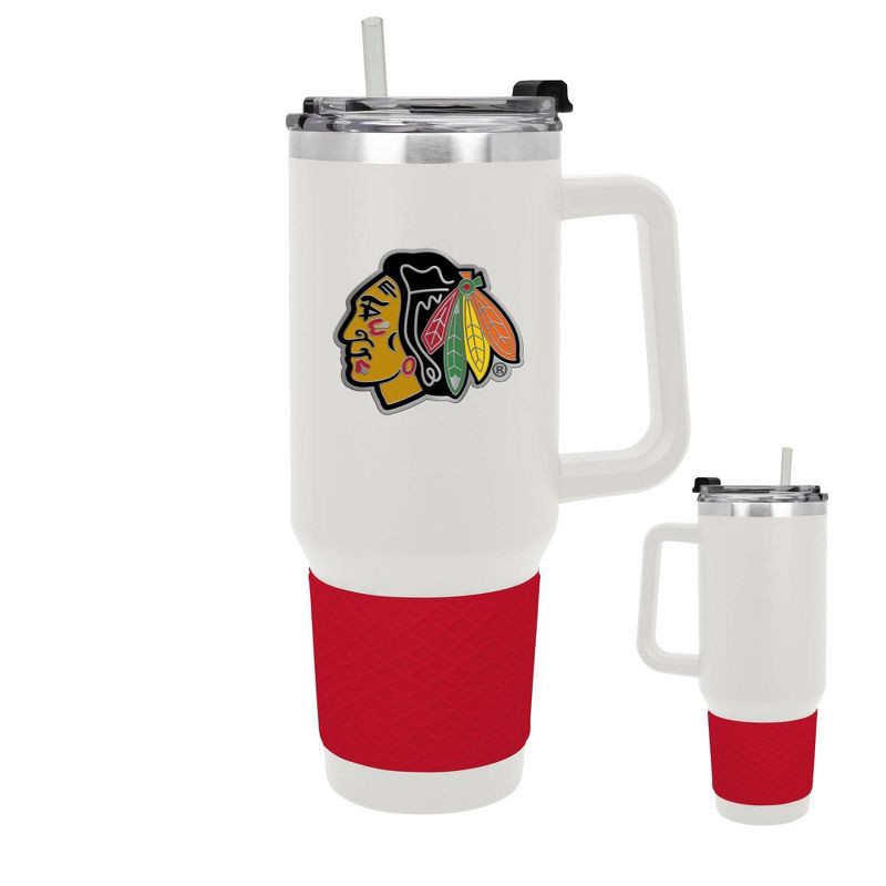 slide 3 of 5, NHL Chicago Blackhawks White Colossus Travel Mug with Team Color Silicon Gripe - 40oz, 40 oz