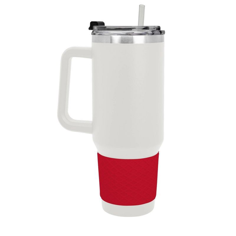 slide 2 of 5, NHL Detroit Redwings White Colossus Travel Mug with Team Color Silicon Gripe - 40oz, 40 oz