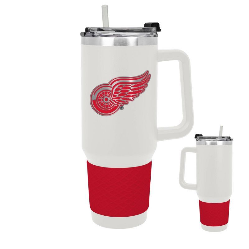 slide 3 of 5, NHL Detroit Redwings White Colossus Travel Mug with Team Color Silicon Gripe - 40oz, 40 oz