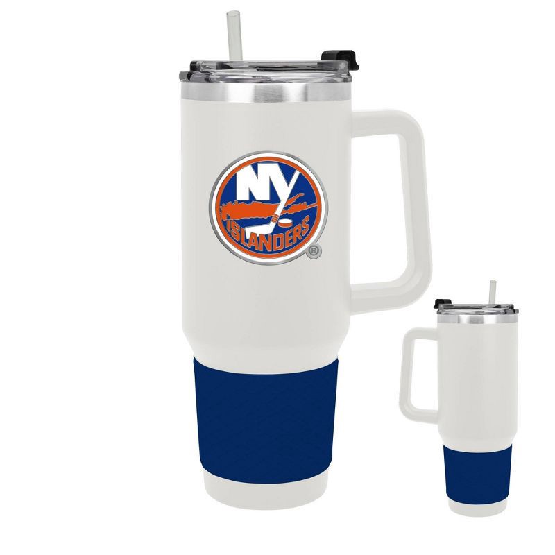 slide 3 of 5, NHL New York Islanders White Colossus Travel Mug with Team Color Silicon Gripe - 40oz, 40 oz