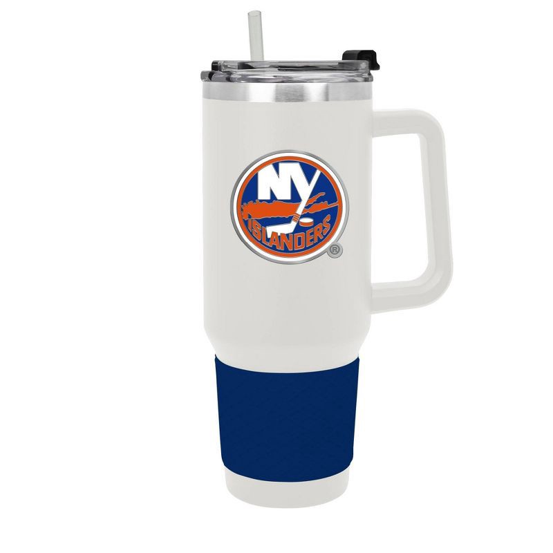 slide 1 of 5, NHL New York Islanders White Colossus Travel Mug with Team Color Silicon Gripe - 40oz, 40 oz