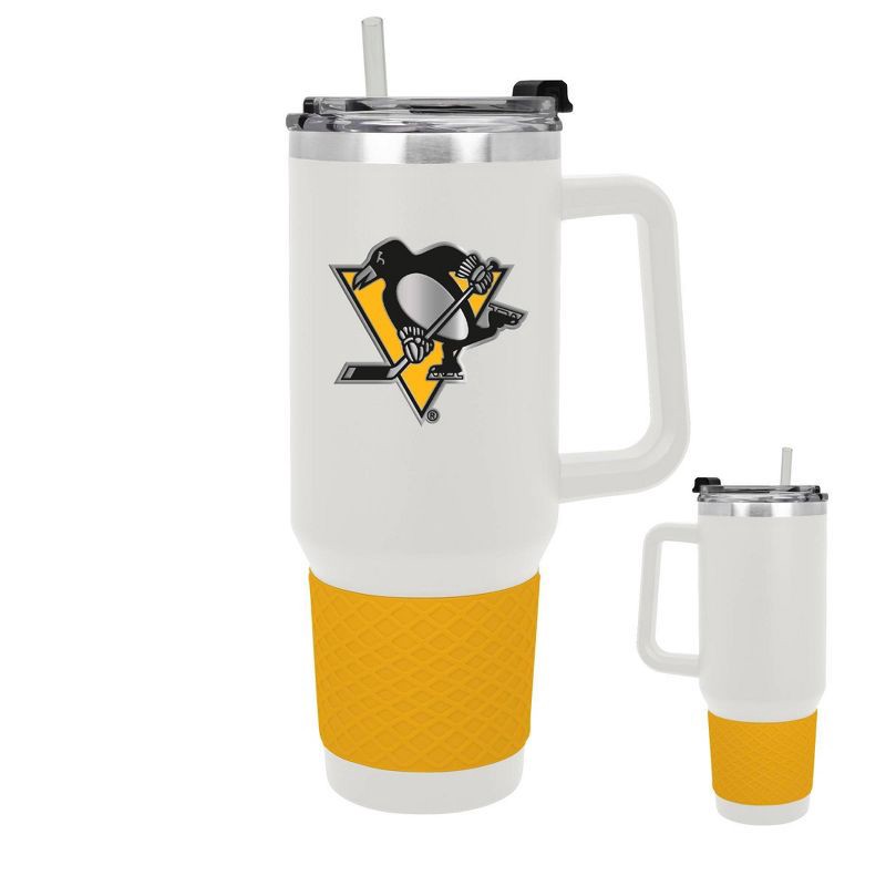 slide 3 of 5, NHL Pittsburgh Penguins White Colossus Travel Mug with Team Color Silicon Gripe - 40oz, 40 oz