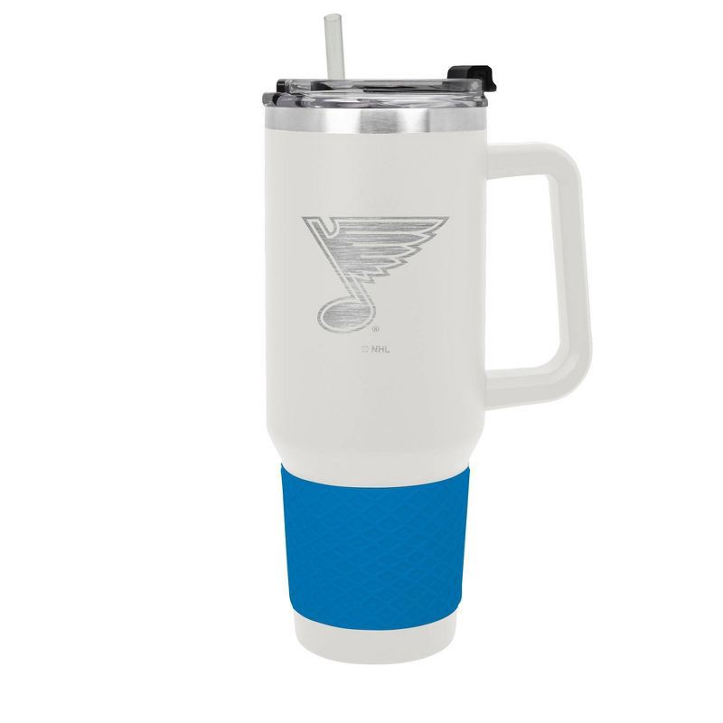 slide 1 of 5, NHL St. Louis Blues White Colossus Travel Mug with Team Color Silicon Gripe - 40oz, 40 oz