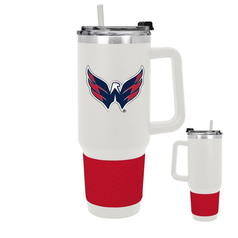 slide 3 of 5, NHL Washington Capitals White Colossus Travel Mug with Team Color Silicon Gripe - 40oz, 40 oz