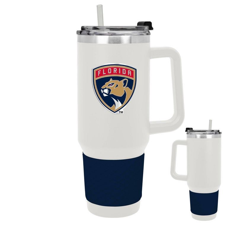 slide 3 of 5, NHL Florida Panthers White Colossus Travel Mug with Team Color Silicon Gripe - 40oz, 40 oz