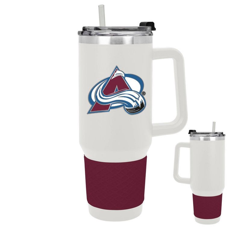 slide 3 of 5, NHL Colorado Avalanche White Colossus Travel Mug with Team Color Silicon Gripe - 40oz, 40 oz