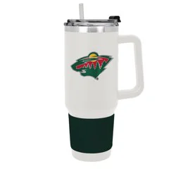 NHL Minnesota Wild White Colossus Travel Mug with Team Color Silicon Gripe - 40oz