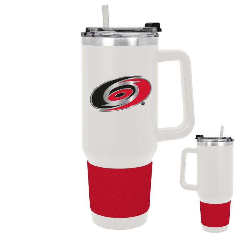 slide 3 of 5, NHL Carolina Hurricanes White Colossus Travel Mug with Team Color Silicon Gripe - 40oz, 40 oz