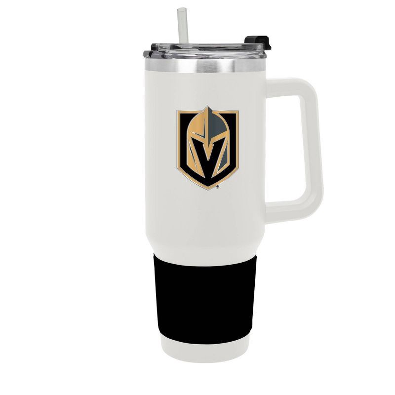 slide 1 of 5, NHL Vegas Golden Knights White Colossus Travel Mug with Team Color Silicon Gripe - 40oz, 40 oz