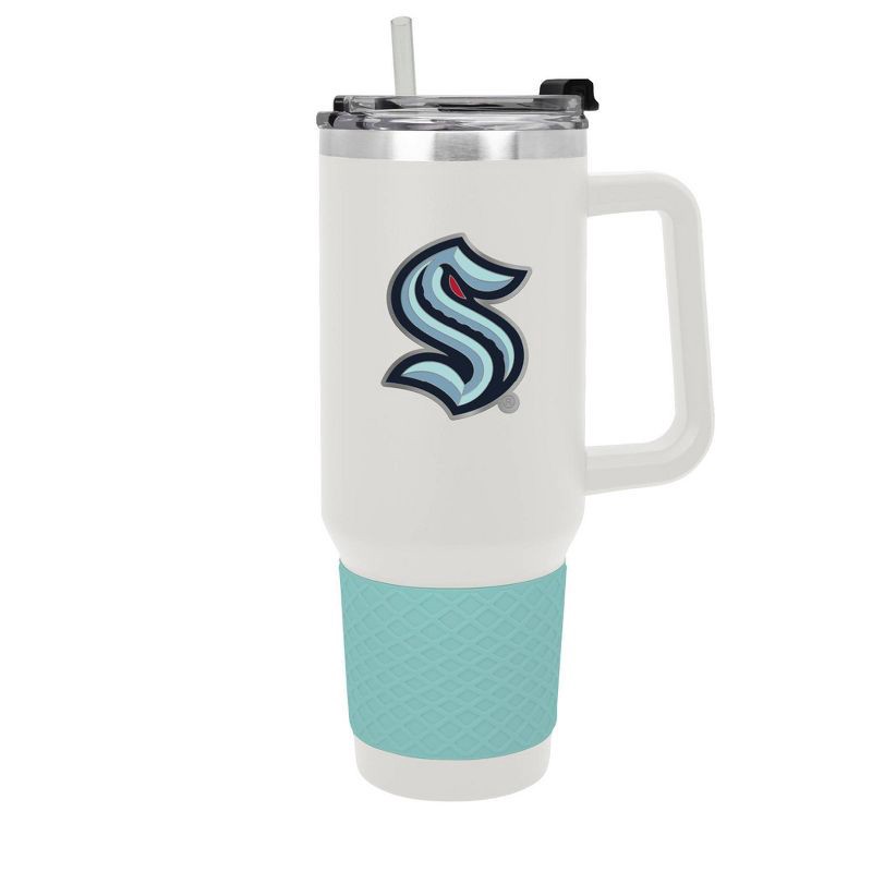 slide 1 of 5, NHL Seattle Kraken White Colossus Travel Mug with Team Color Silicon Gripe - 40oz, 40 oz