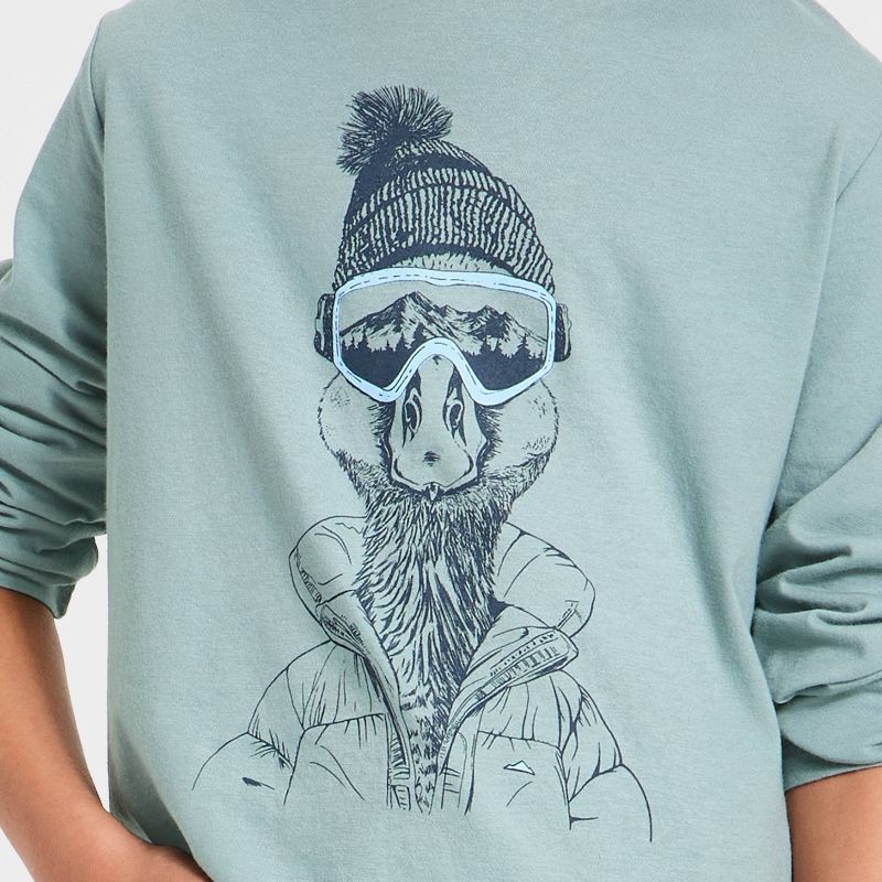 slide 2 of 4, Boys' Long Sleeve 'skiing Duck' Graphic T-Shirt - Cat & Jack™ Gray XL, 1 ct