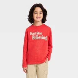 Boys' Long Sleeve "Don't Stop Believing" Graphic T-Shirt - Cat & Jack™ Red M