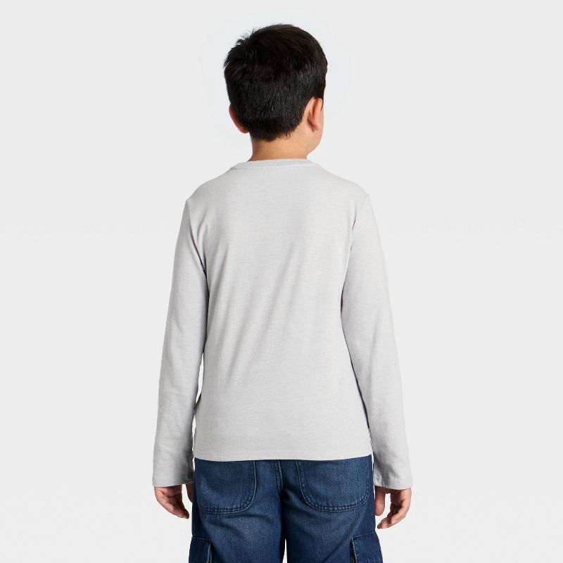 slide 3 of 4, Boys' Long Sleeve 'skateboarding Santa' Graphic T-Shirt - Cat & Jack™ Heather Gray S, 1 ct