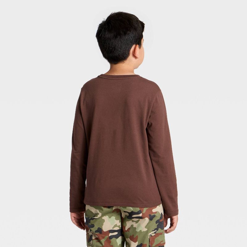slide 2 of 3, Boys' Long Sleeve 'Explore the Unknown' Graphic T-Shirt - Cat & Jack™ Brown S, 1 ct