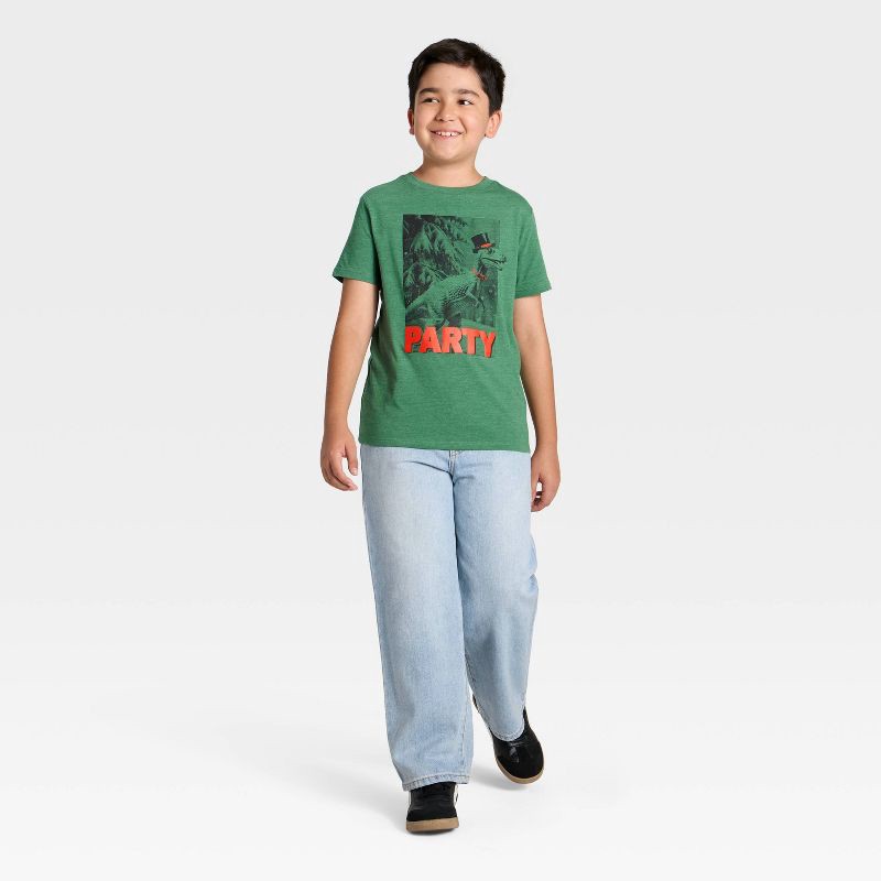 slide 4 of 4, Boys' Short Sleeve Dino Party Graphic T-Shirt - Cat & Jack™ Green XL, 1 ct