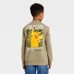 Boys' Pokemon Pikachu Front and Back Graphic Fleece Sweatshirt - Moss Green M