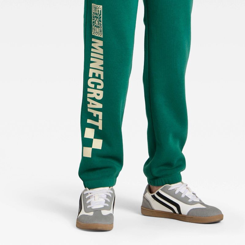 slide 2 of 4, Boys' Minecraft Creeper Fleece Sweatpants - Dark Green M, 1 ct