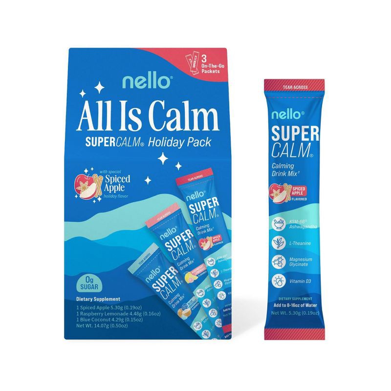 slide 2 of 8, Nello Supercalm Calming Drink Mix Supplement Powder - Stocking Stuffer Variety - 3ct, 3 ct
