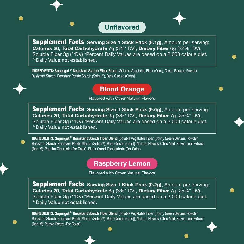 slide 3 of 4, Supergut Holiday GLP-1 Daily Support Prebiotic Fiber Powder Stick Packs - Variety Pack - 3ct, 3 ct