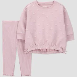 Carter's Just One You® Baby Girls' 2pc Valentine's Day Hearts Sweatshirt and Leggings Set - Pink 3M