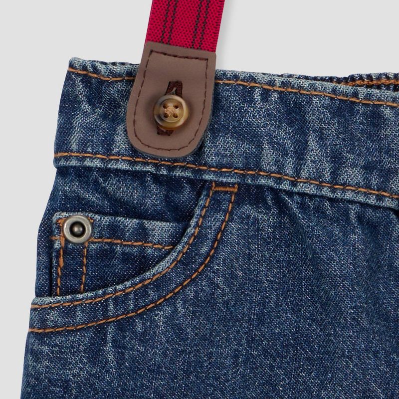 slide 2 of 5, Carter's Just One You® Baby Boys' 2pc Valentine's Day Striped Heart Button-Down Shirt and Denim Suspender Set - Blue/Gray 3M, 2 ct