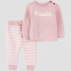 Carter's Just One You® Baby Girls' 2pc Valentine's Day Kisses Sweater and Jogger Pants Set - Pink 6M
